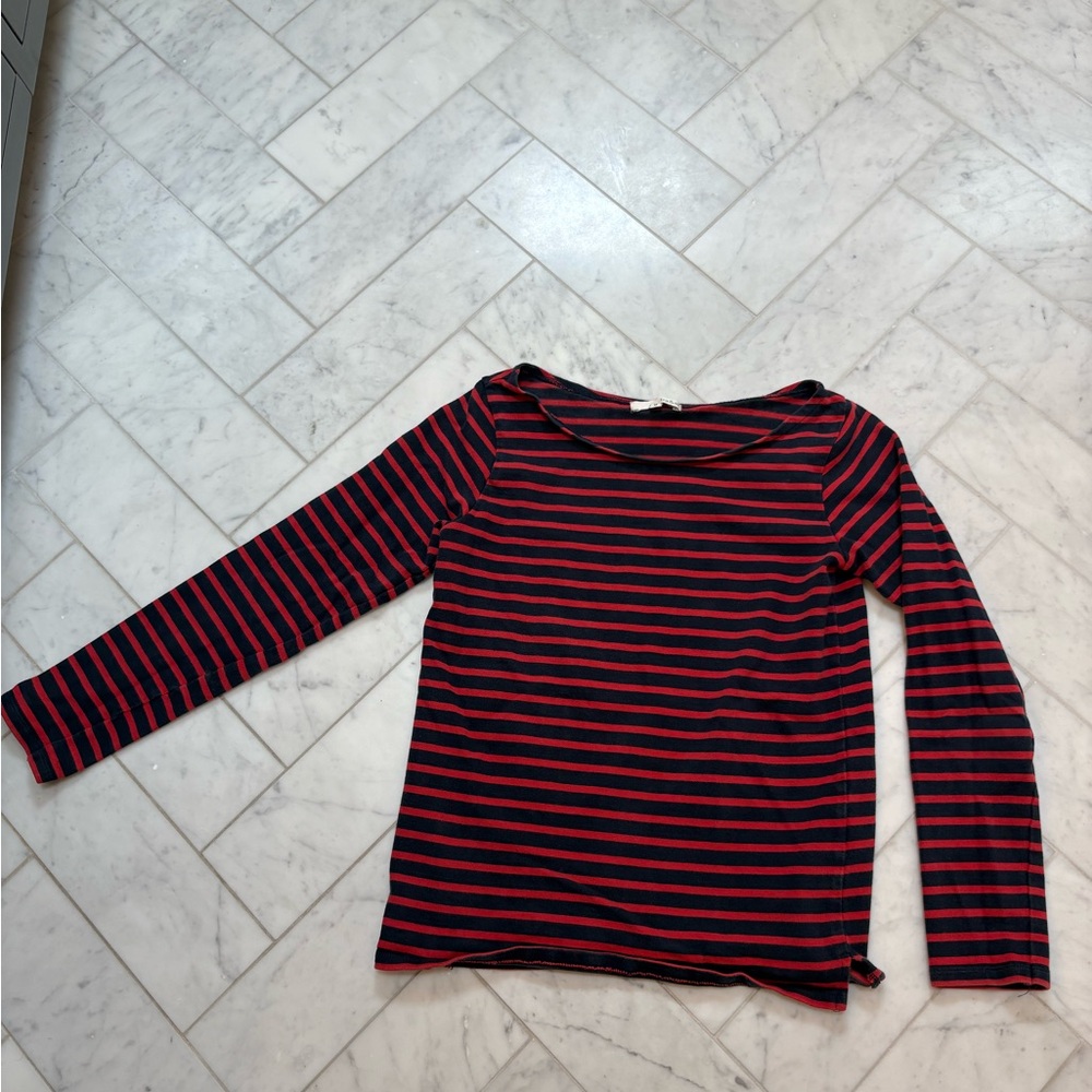 Ba&sh Striped Long Sleeve Shirt - Red and Blue